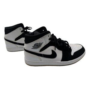Nike Air Jordan 1 Mid SE Diamond Sneakers White & Black DH6933-100 Men's 8